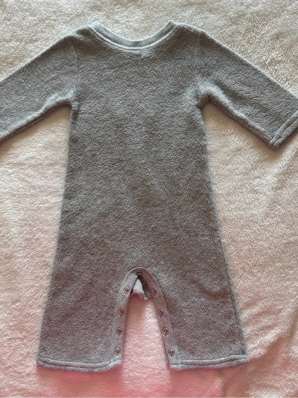 GAP Gray Fleece Baby One-Piece with Navy Logo